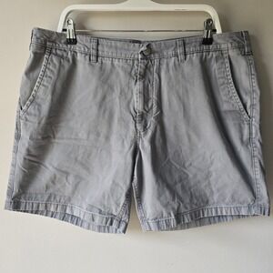 Bonobos Washed Chinos Mens Grey Cotton Twill Shorts Size 38 Flat Front Casual